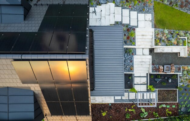 A rooftop garden on a metal roof, illustrating eco-friendly roofing solutions and sustainability.